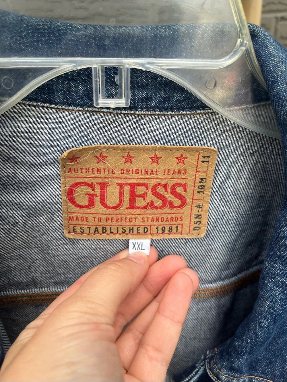 Vintage Guess Denim Jacket with Red Logo Patch